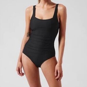 Athleta Square Neck One Piece Black Swimsuit Large